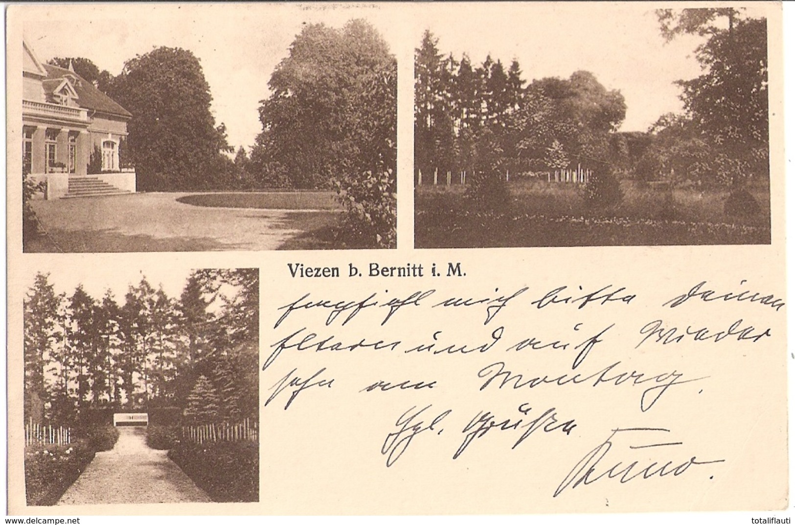 VIEZEN Bei Bernitt Nahe Bützow Herrenhaus Autograf Besitzer Kuno An Lothar Von Hohnhorst In Celle 7.10.1928 Gelaufen - Buetzow