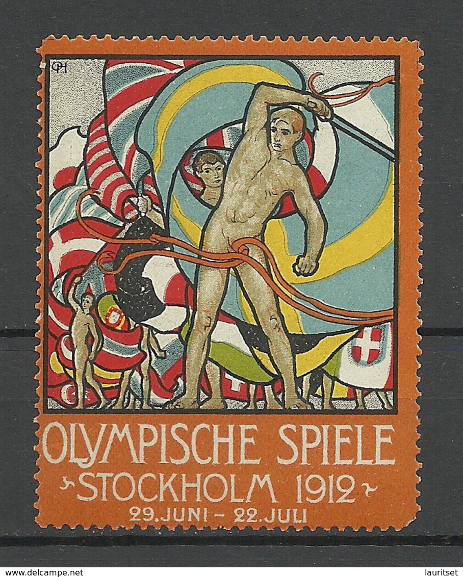 SCHWEDEN Sweden 1912 Vignette Olympische Spiele Stockholm Advertising Text Auf Deutsch MNH - Sommer 1912: Stockholm