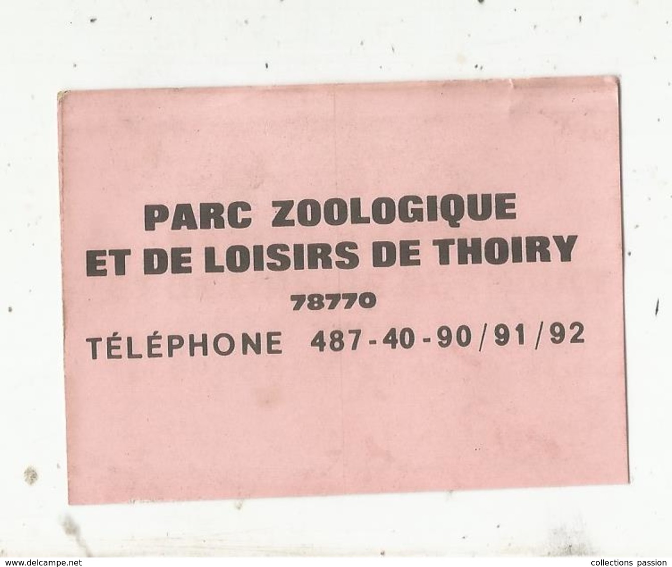 Carte De Visite Rouge , PARC ZOOLOGIQUE ET DE LOISIRS DE THOIRY ,  Yvelines - Visitenkarten