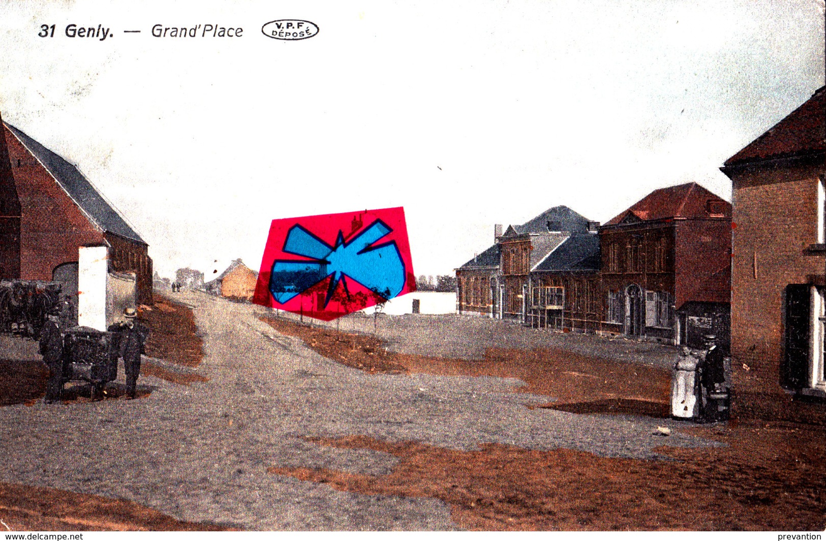 GENLY - Grand'Place - Superbe Carte Colorée - Quévy