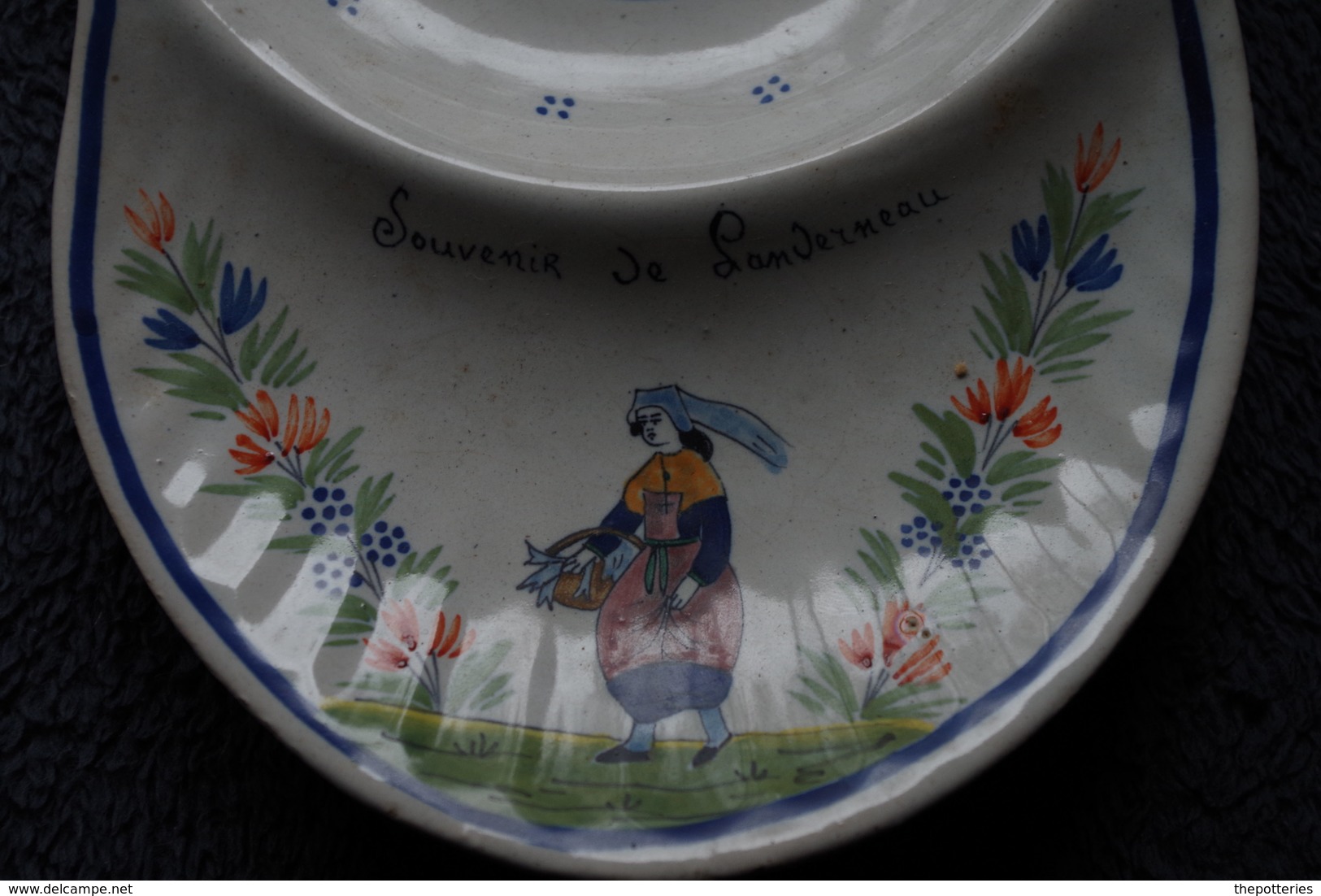 D6 Déjeuner Coupelle Souvenir De Landerneau Tasse Quimper HB Décors Breton Bretonne - Quimper/Henriot (FRA)