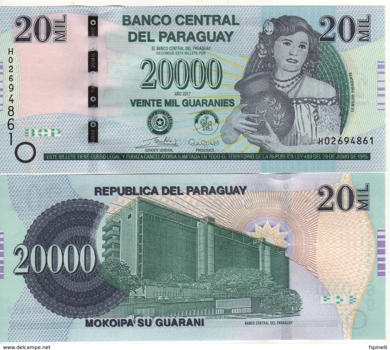 PARAGUAY Newly Issued 20'000 Guaranis  Pnew     Dated  2017    UNC - Paraguay