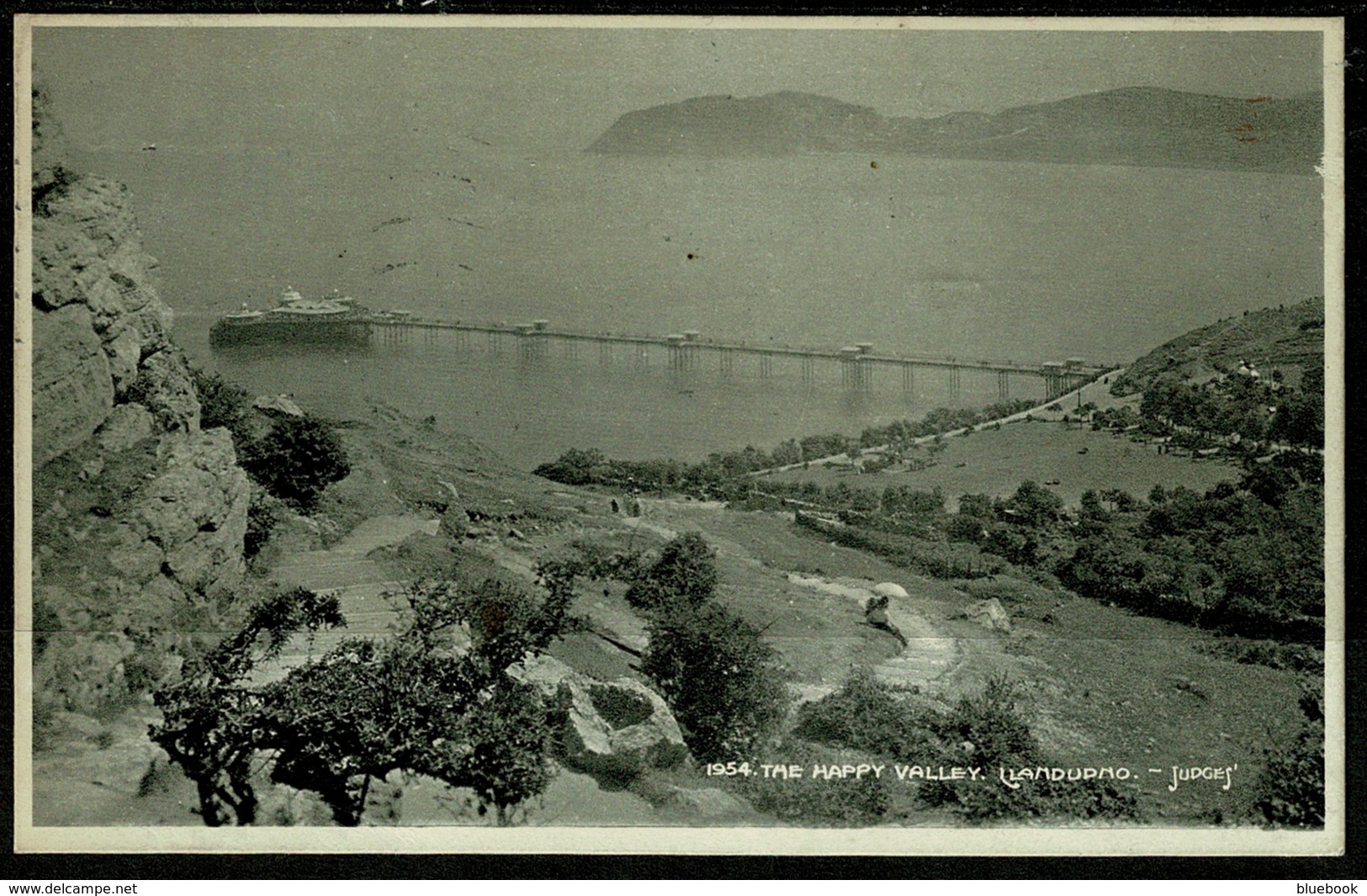 Ref 1267 - 1922 Judges Postcard - The Happy Valley & Pier Llandudno - Caernarvon Wales - Caernarvonshire