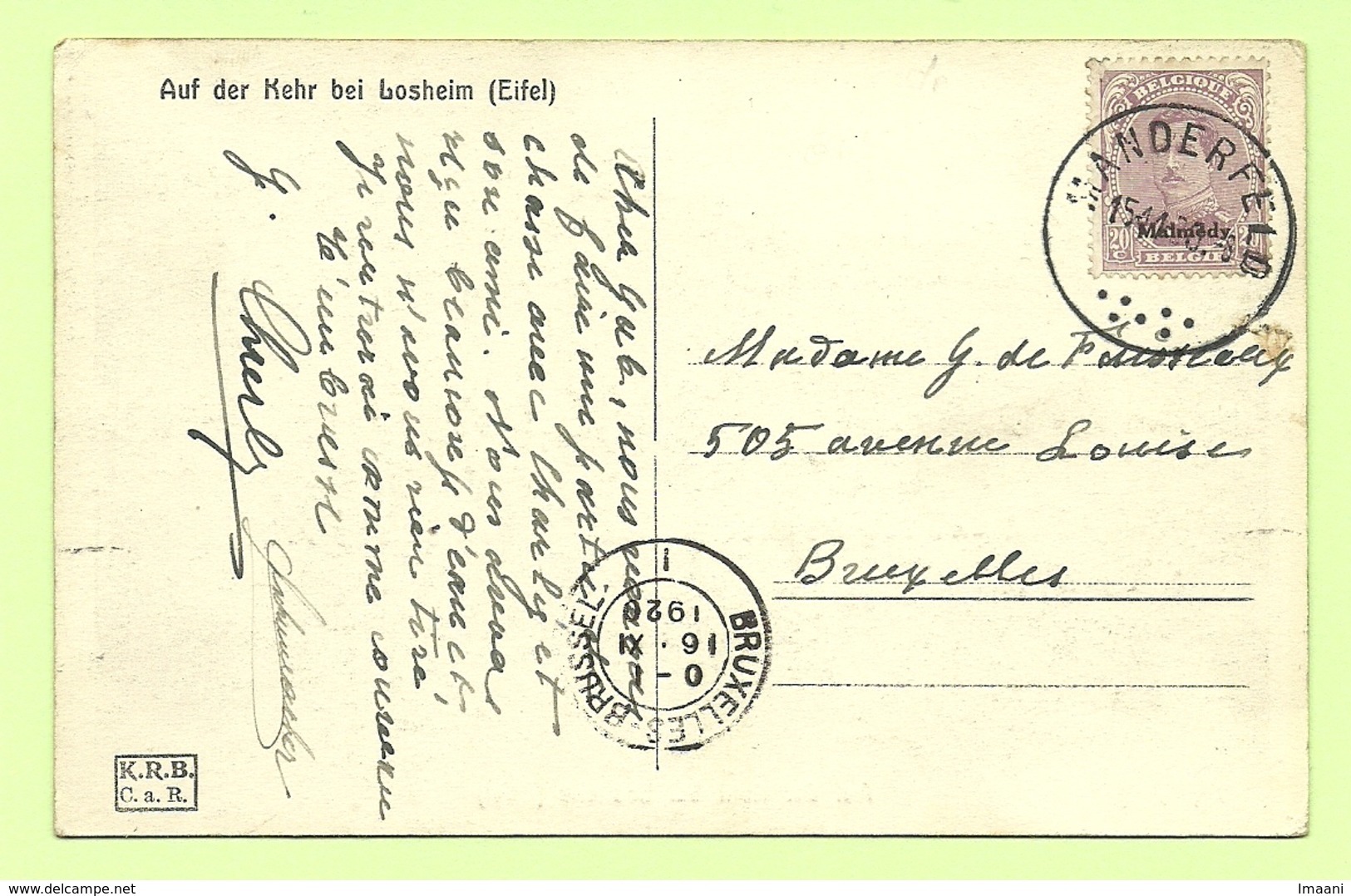 BZ 68 (opdruk Malmedy) Op Kaart Stempel MANDERFELD (Rare Bureau !!) (K4200) - OC55/105 Eupen & Malmédy