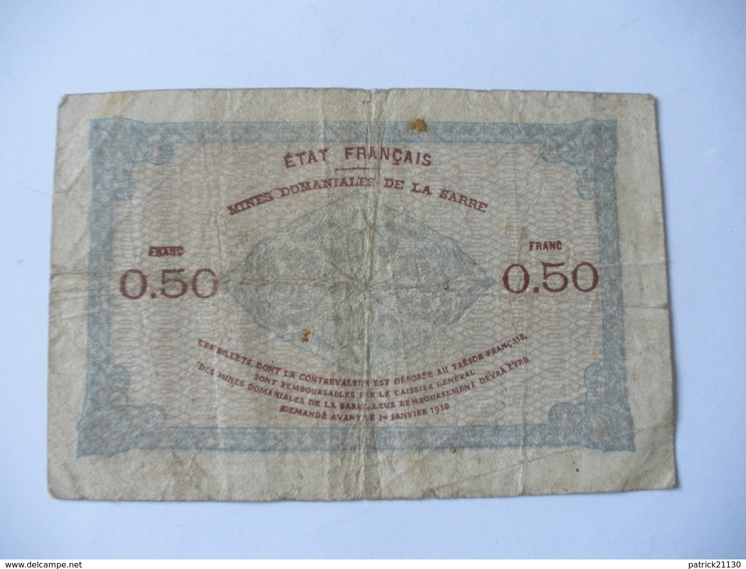 50 CT MINES DOMANIALES DE LA  SARRE TYPE 1920 SERIE C - Other & Unclassified