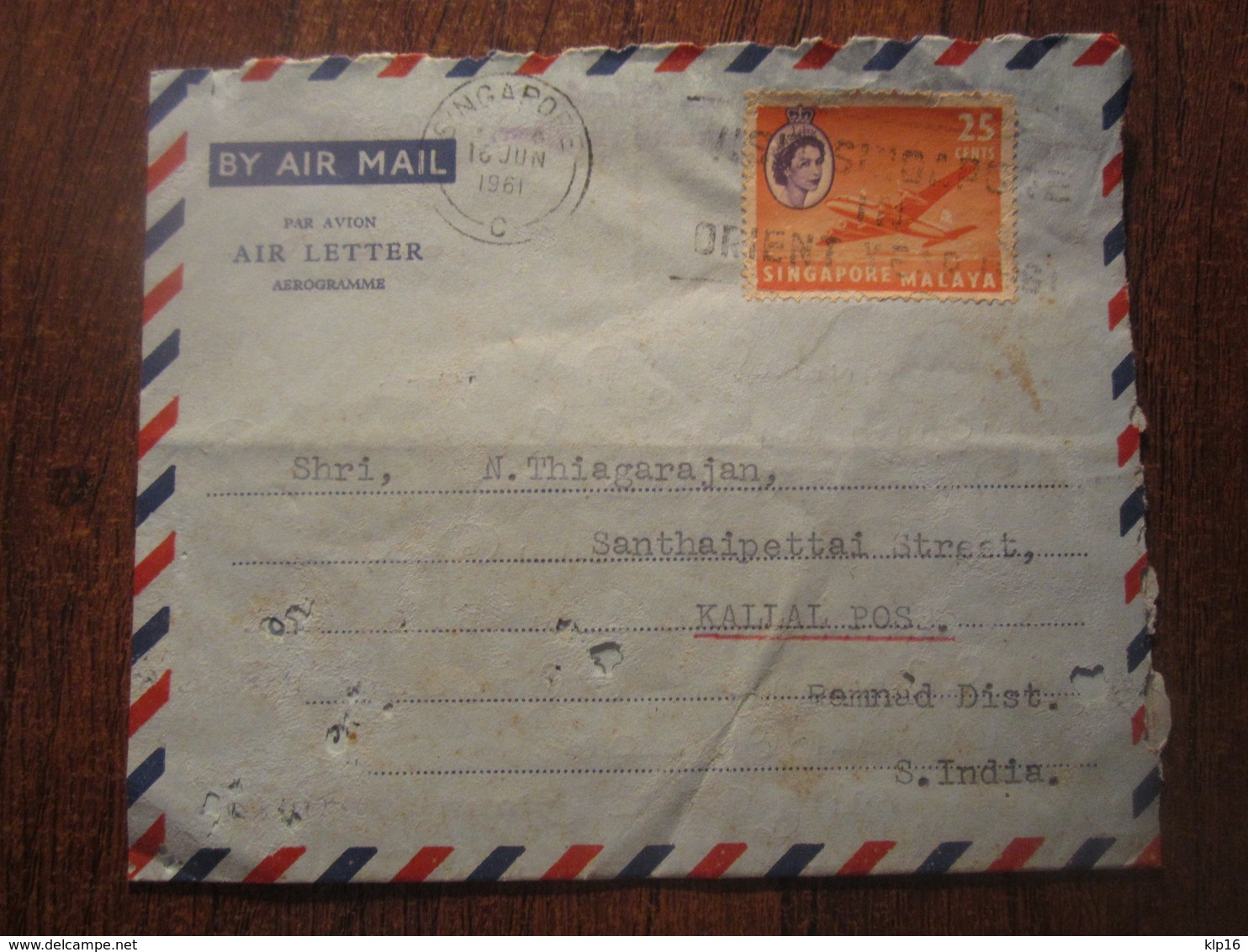 1961 MALAYA AIR MAIL COVER To S. INDIA - Autres & Non Classés