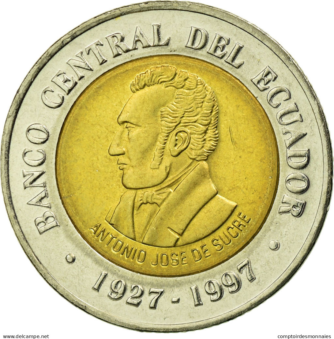 Monnaie, Équateur, 70th Anniversary - Central Bank	1997, 100 Sucres, 1997, TTB - Ecuador