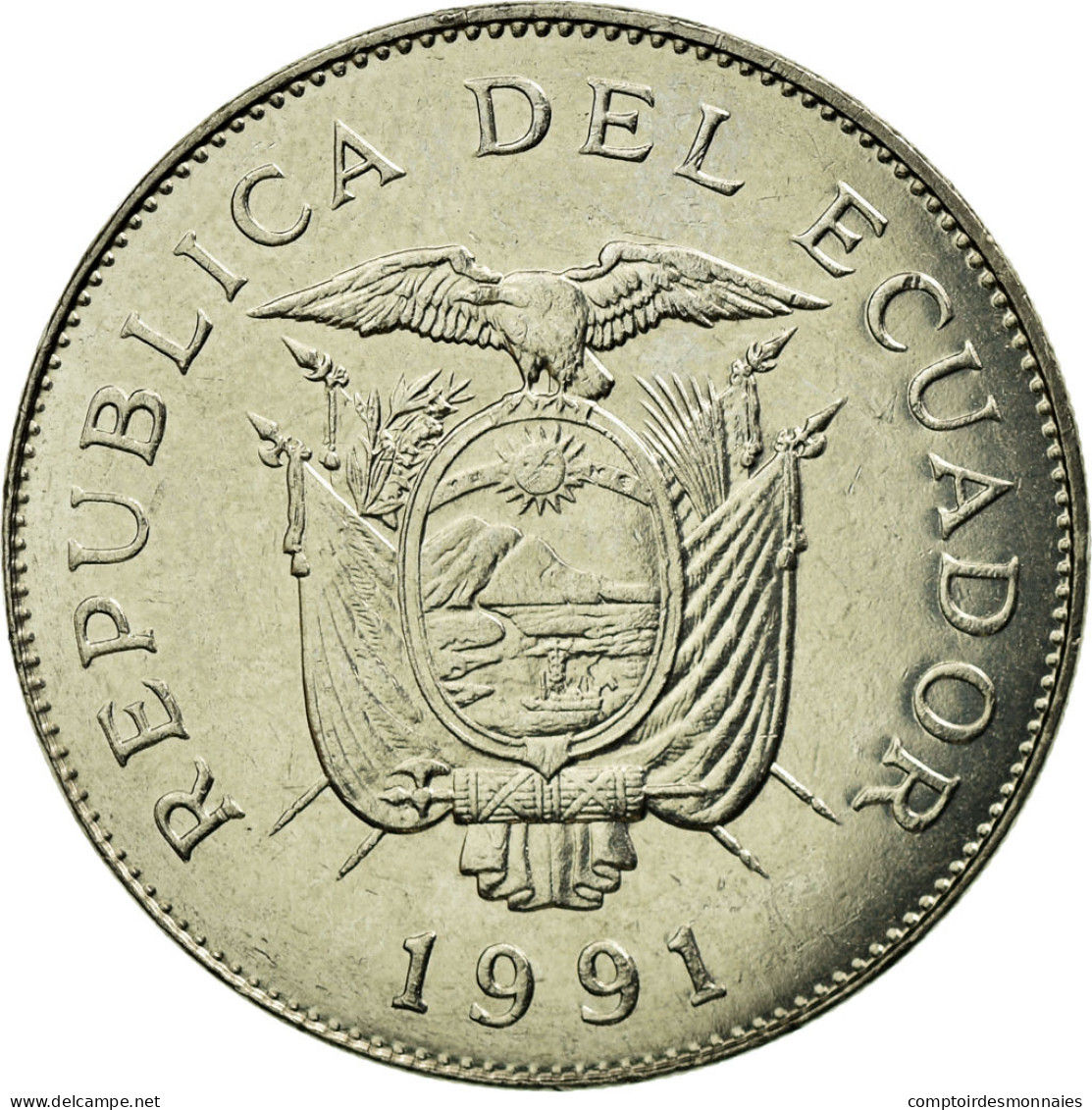 Monnaie, Équateur, 50 Sucres, 1991, TTB, Nickel Clad Steel, KM:93 - Ecuador