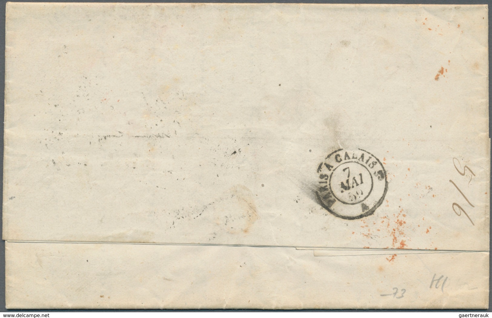 Frankreich: 1853, 80 C Carmine, Single Franking Tied By Dotted Hand Roller, Cds PARIS 2 MAI 59 Along - Lettres & Documents