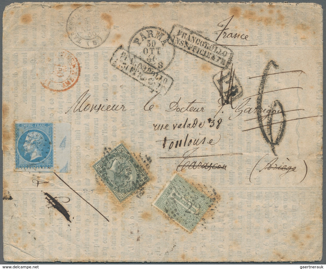 Frankreich: 1866, Printed Matter (circular) From PARMA To Tarascon/France Franked On Departure With - Lettres & Documents