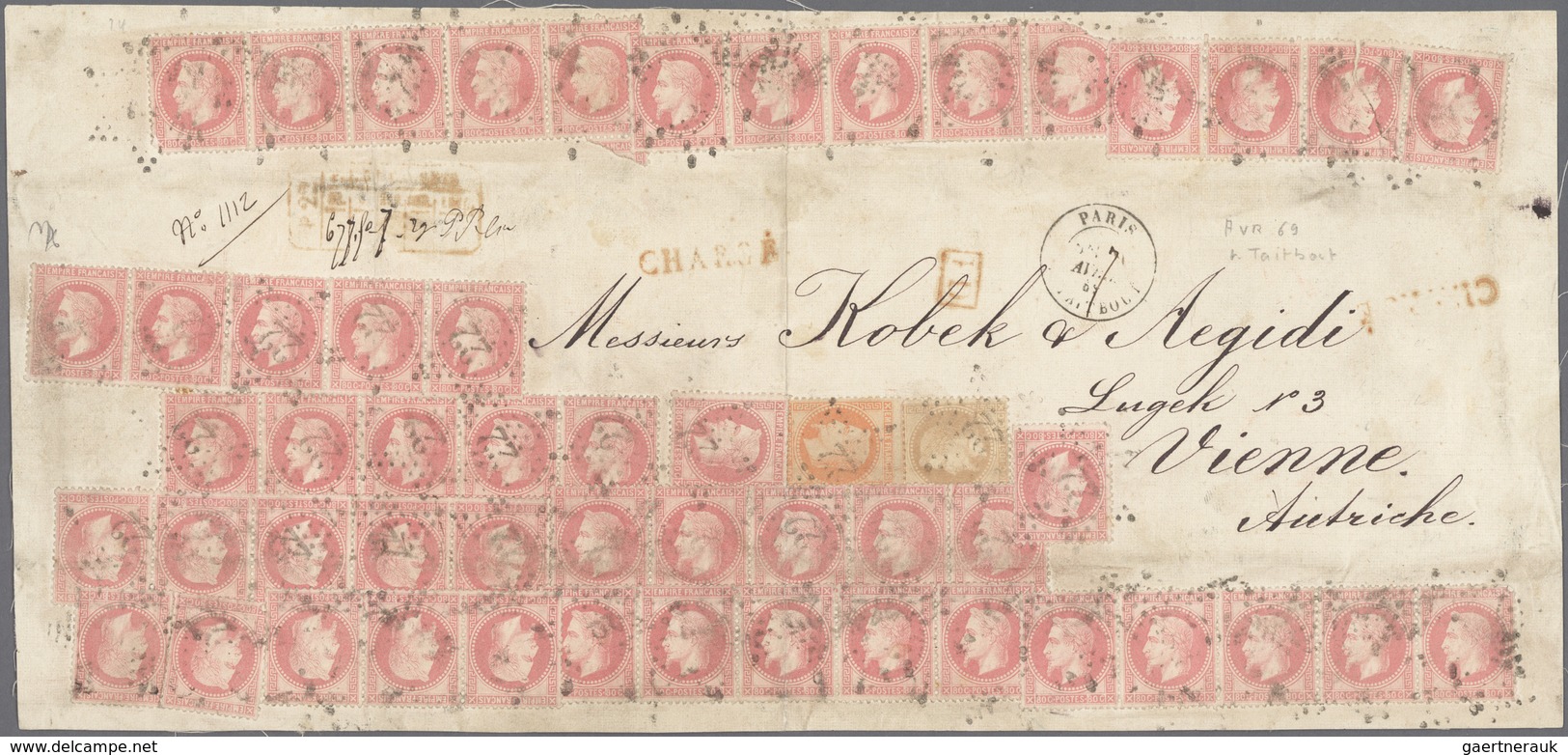 Frankreich: 1862, Large Piece Of An Registered Envelope With Very High Franking Of 41,30 Franc Repre - Lettres & Documents