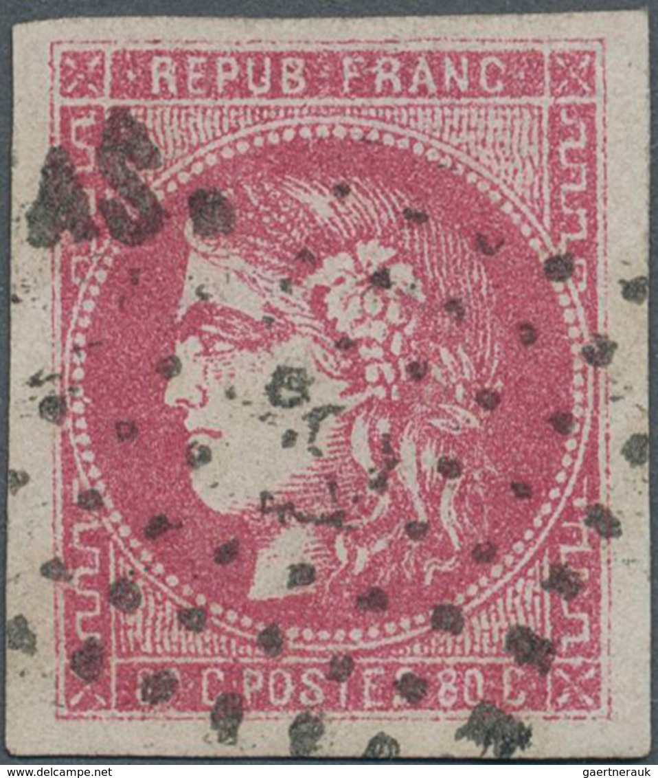 Frankreich: 1870, 80 C. Ceres Rose, Very Fine Example Showing Large Margins With Anchor Cancellation - Lettres & Documents