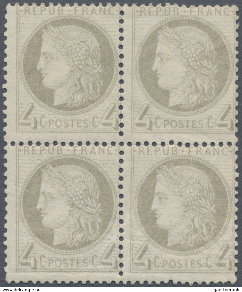 Frankreich: 1872, Ceres 4c. Grey, Block Of Four, Fresh Colour And Well Perforated, Mint O.g. Previou - Lettres & Documents