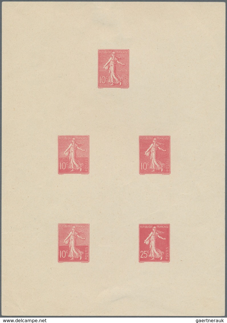 Frankreich: 1903/1906, 4 Proofs 10 C Pink With Hatched Ground And 1x 25 C Red With Smooth Ground On - Lettres & Documents