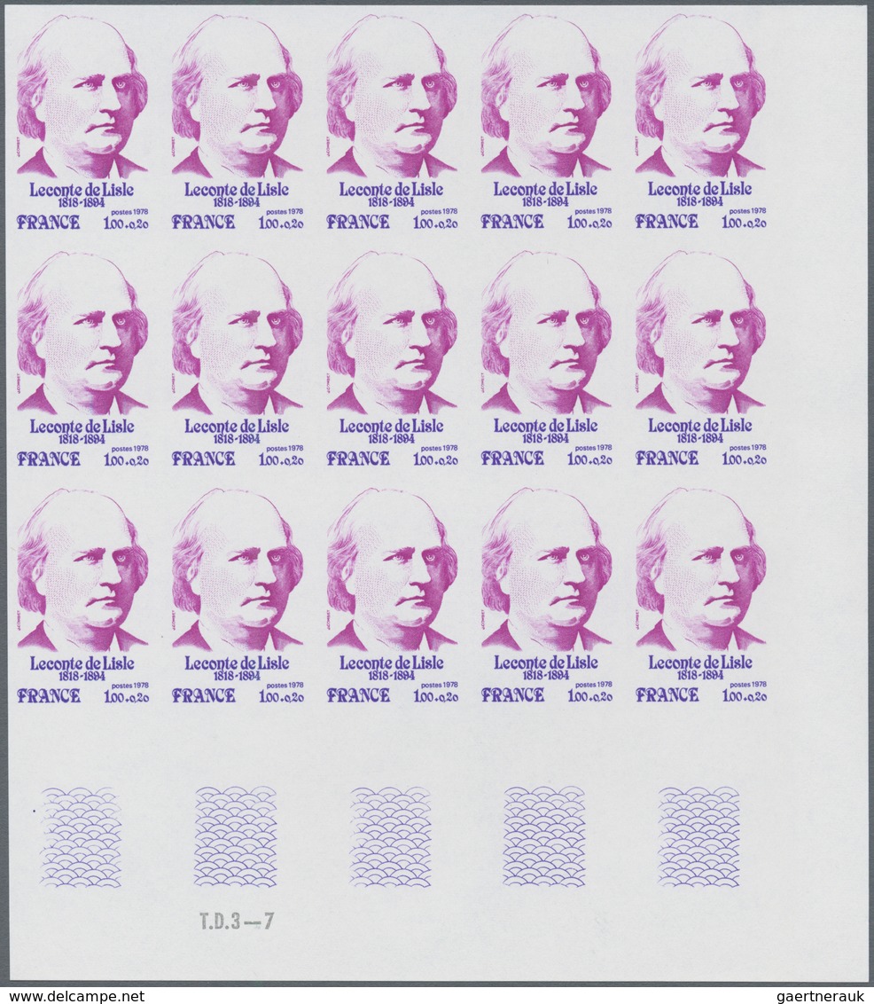 Frankreich: 1978, Prominent persons complete set of six 1.00+0.20fr. Maria Noel, Georges Bernanos, L