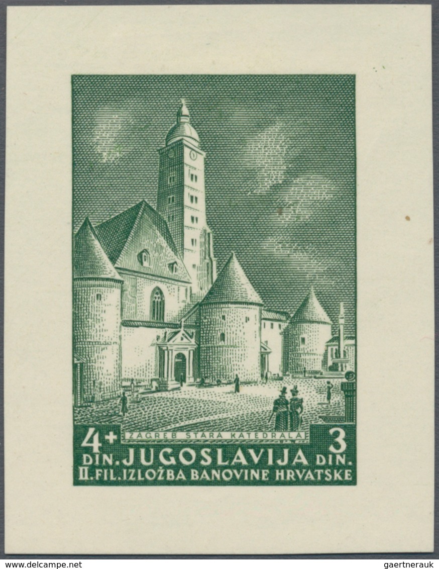 Jugoslawien: 1941, Philatelic Exhibition Zagreb, 4d.+3d. Green, Single Die Proof On Thicker Ungummed - Neufs