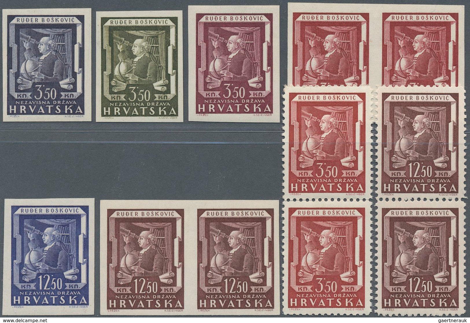 Kroatien: 1943, Brother Boskovic Each In The Vertical Double Piece 12,50 K Lower Stamp With Engraver - Croatie