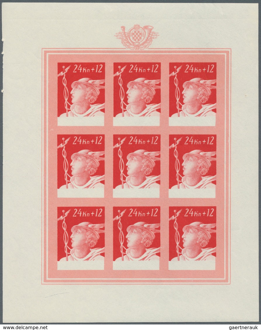 Kroatien: 1944, Officials of the post office and the railway 16 k. - 32 k., each five imperforated s