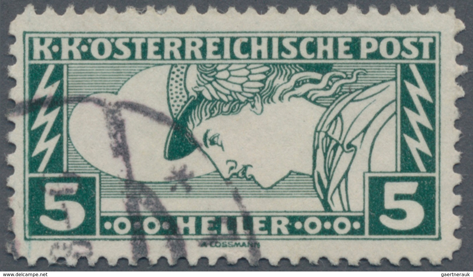 Österreich: 1917, Drucksachen-Eilmarke 5 H. Schwärzlichopalgrün, Linienmischzähnung 12½:11½, Entwert - Neufs