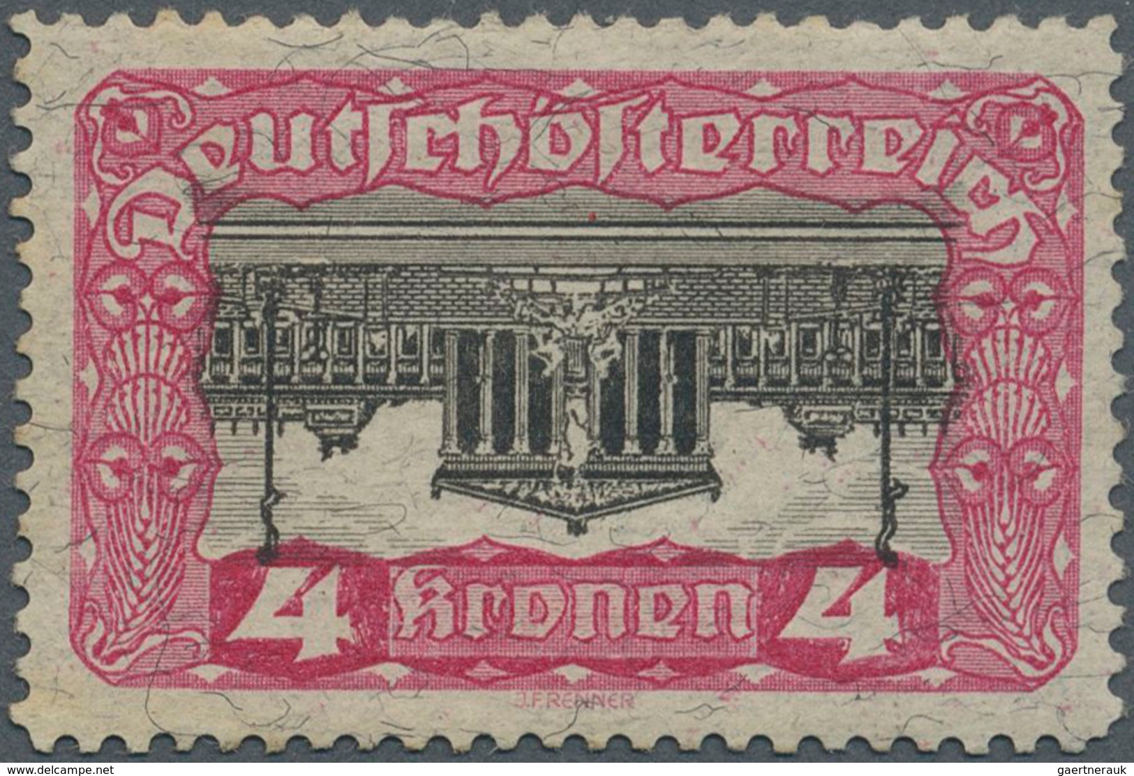 Österreich: 1919, 4 Kr. Freimarke Parlamentsgebäude, Rosakarmin/schwarz Mit Kopfstehendem Mittelstüc - Neufs