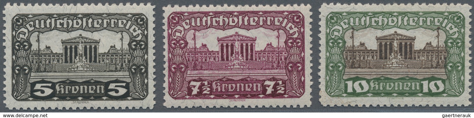 Österreich: 1919 - 1921, Freimarken Parlamentsgebäude 5 Kr, 7½ Kr Und 10 Kr In Zähnung L 11½:12½, Po - Neufs