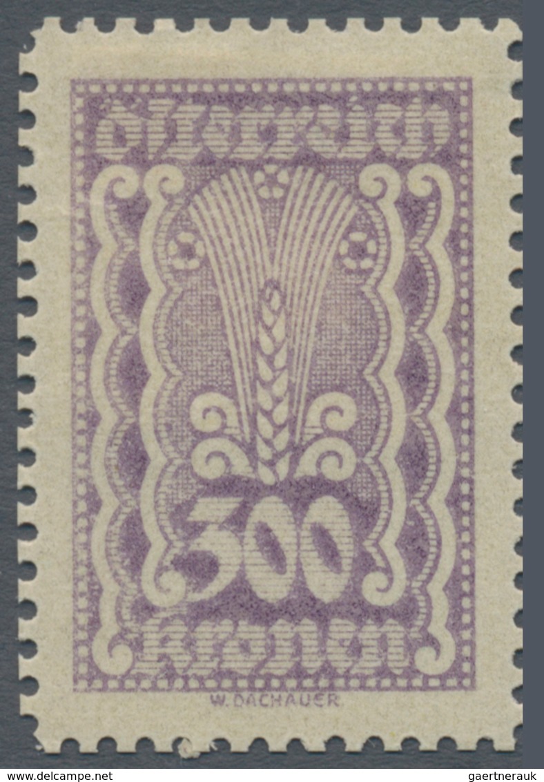 Österreich: 1922, Freimarken 300 Kr. zwölf verschiedene gezähnte Farbproben auf weißem bzw. gelblich