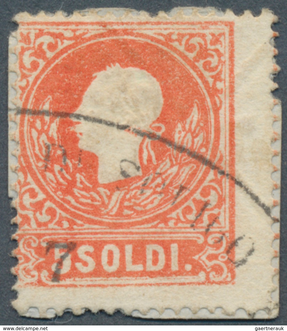 Österreich - Lombardei Und Venetien: 1858/1859, 5 Soldi Rot, Type II, Mit Vorderseitigem DOPPELDRUCK - Lombardo-Vénétie