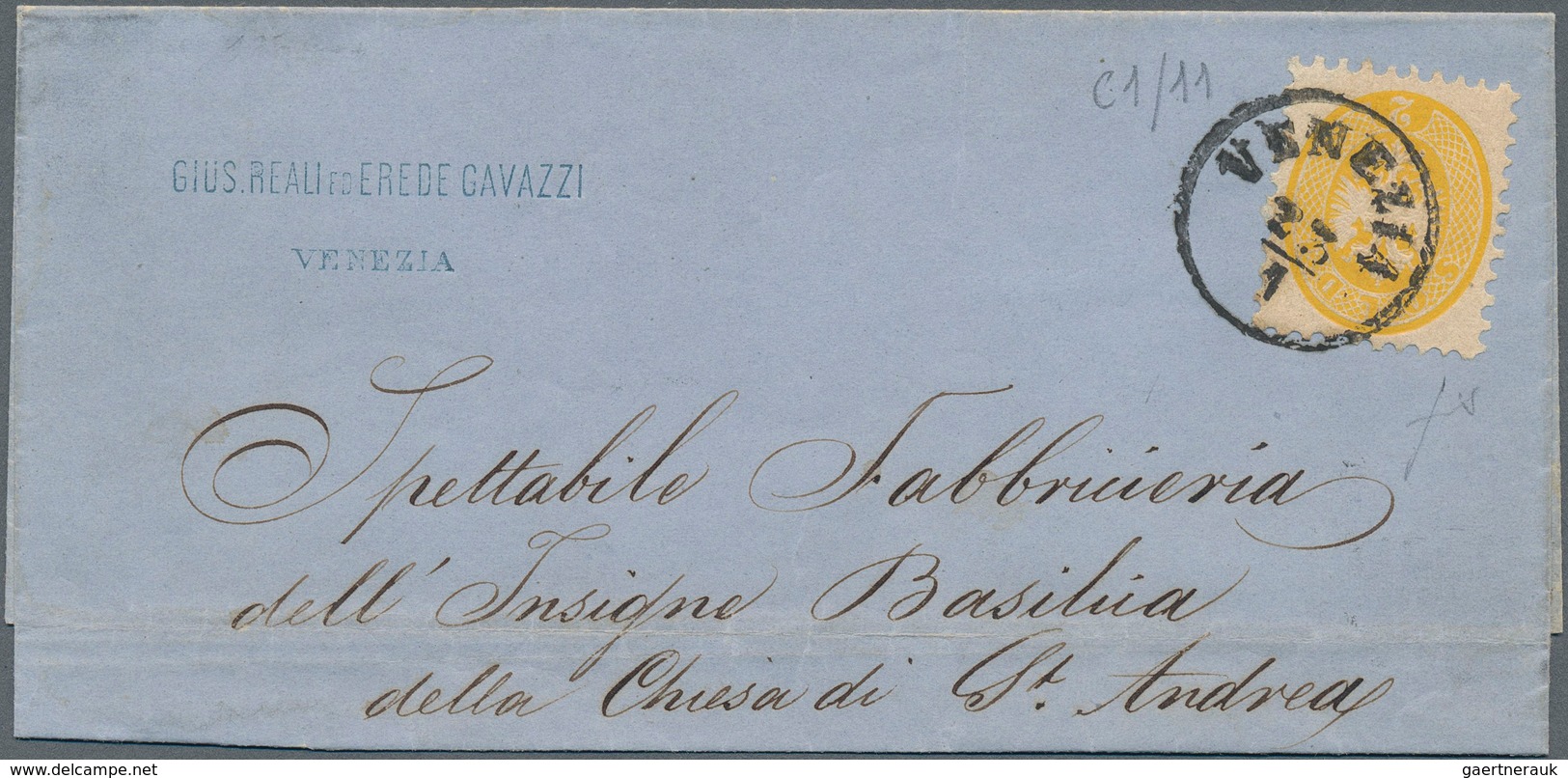 Österreich - Lombardei Und Venetien: 1864, 2s Gelb, Weite Zähnung, Einzelfrankatur Von Venedig Nach - Lombardo-Vénétie