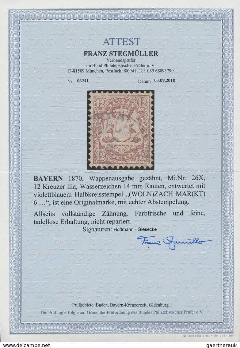 Bayern - Marken Und Briefe: 1870, 12 Kr Lila "enge Rauten", Vollzähniges Und Farbfrisches Kabinettst - Autres & Non Classés
