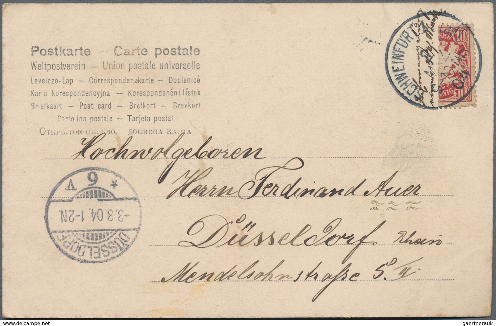 Bayern - Marken Und Briefe: 1904, 10 Pfg Wappen HALBIERUNG Mit Daneben Geschriebenem Text "In Ermang - Autres & Non Classés