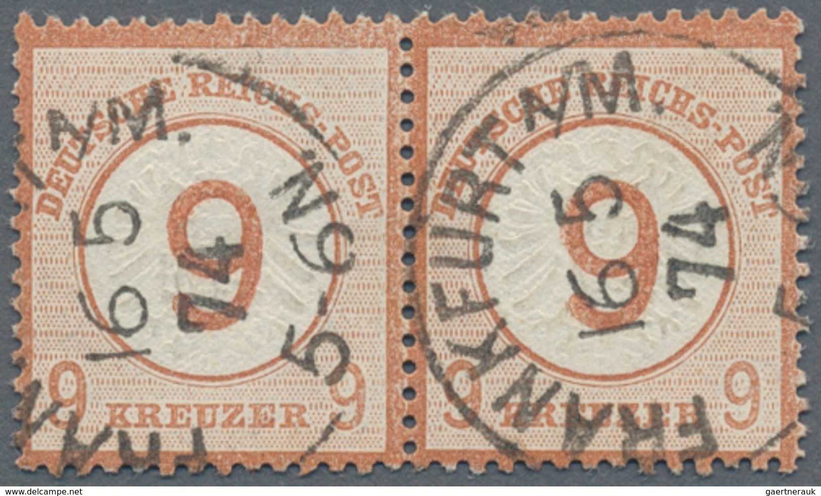 Deutsches Reich - Brustschild: 1874. Waagrechtes Paar 9 Auf 9 Kr, Orangebraun, Gr. Schild, Zwei Glas - Neufs