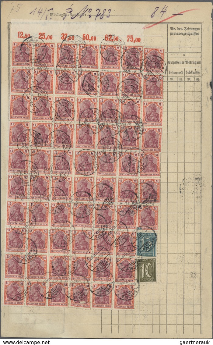 Deutsches Reich - Inflation: 1922, 6 X 10 Pf Braunoliv Ziffer, 15 Pf Grünblau Ziffer, 5 X 40 Pf Ziff - Lettres & Documents