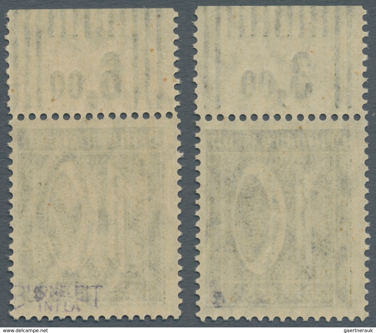 Deutsches Reich - Inflation: 1921, 10 Pf. Ziffer Mit Wz 1, Schwarzoliv Als Oberrandstücke Mit Beiden - Lettres & Documents