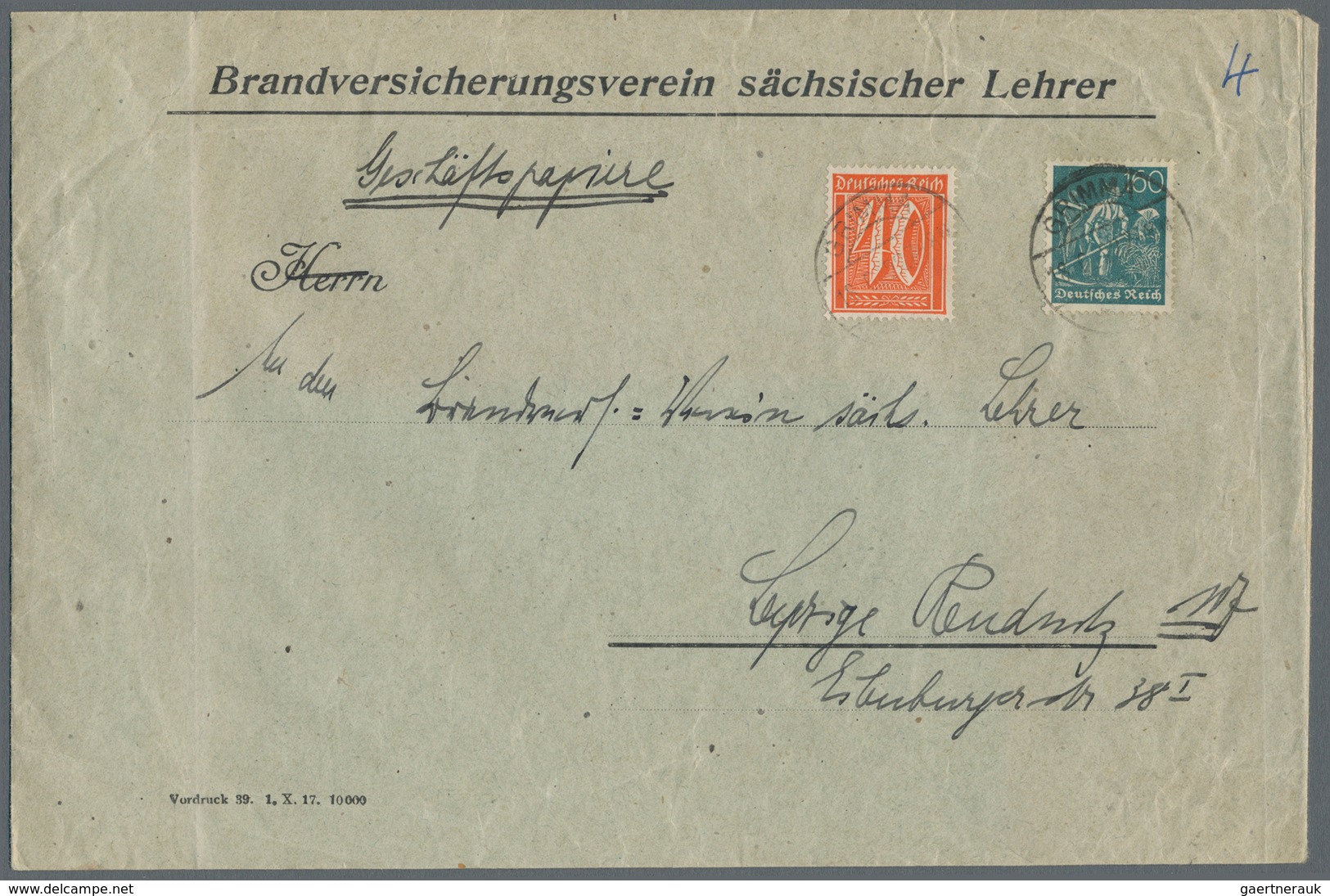 Deutsches Reich - Inflation: 1921-1922. 40 Und 160 Pfg., WZ. Waffeln, Farbfrisch Und Gut Gezähnt, Po - Lettres & Documents