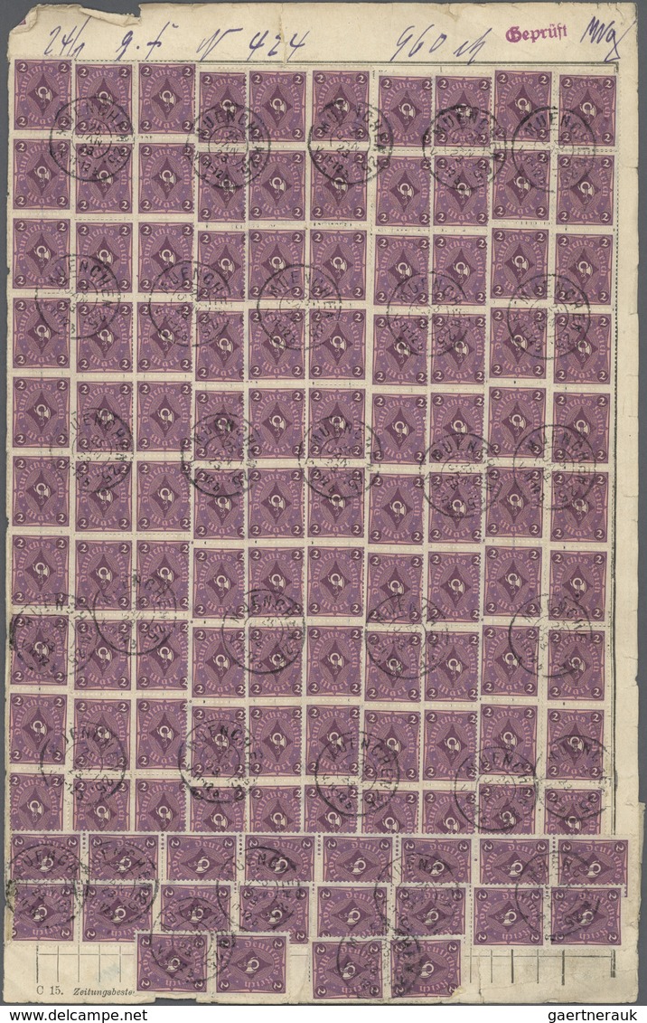 Deutsches Reich - Inflation: 1921/1922, 360 X 2 M Dkl'braunviolett/hellbräunlichlila Posthorn, Alle - Lettres & Documents