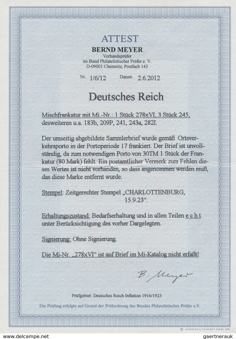 Deutsches Reich - Inflation: 1923, 50 Mark Arbeiter, 3 Stück Sowie 278 VI Und Andere Auf Nicht Porto - Lettres & Documents