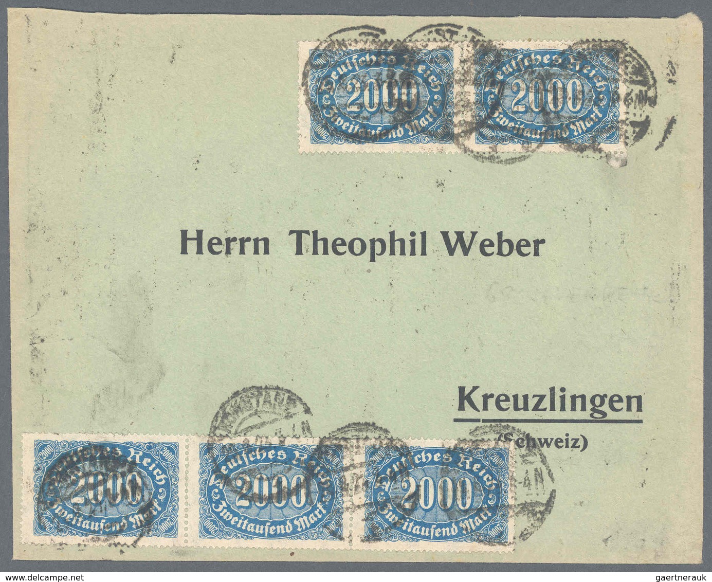 Deutsches Reich - Inflation: 1923, 2000 M Zwanzig Werte Als Mehrfachfrankatur Auf Brief Von „KONSTAN - Lettres & Documents