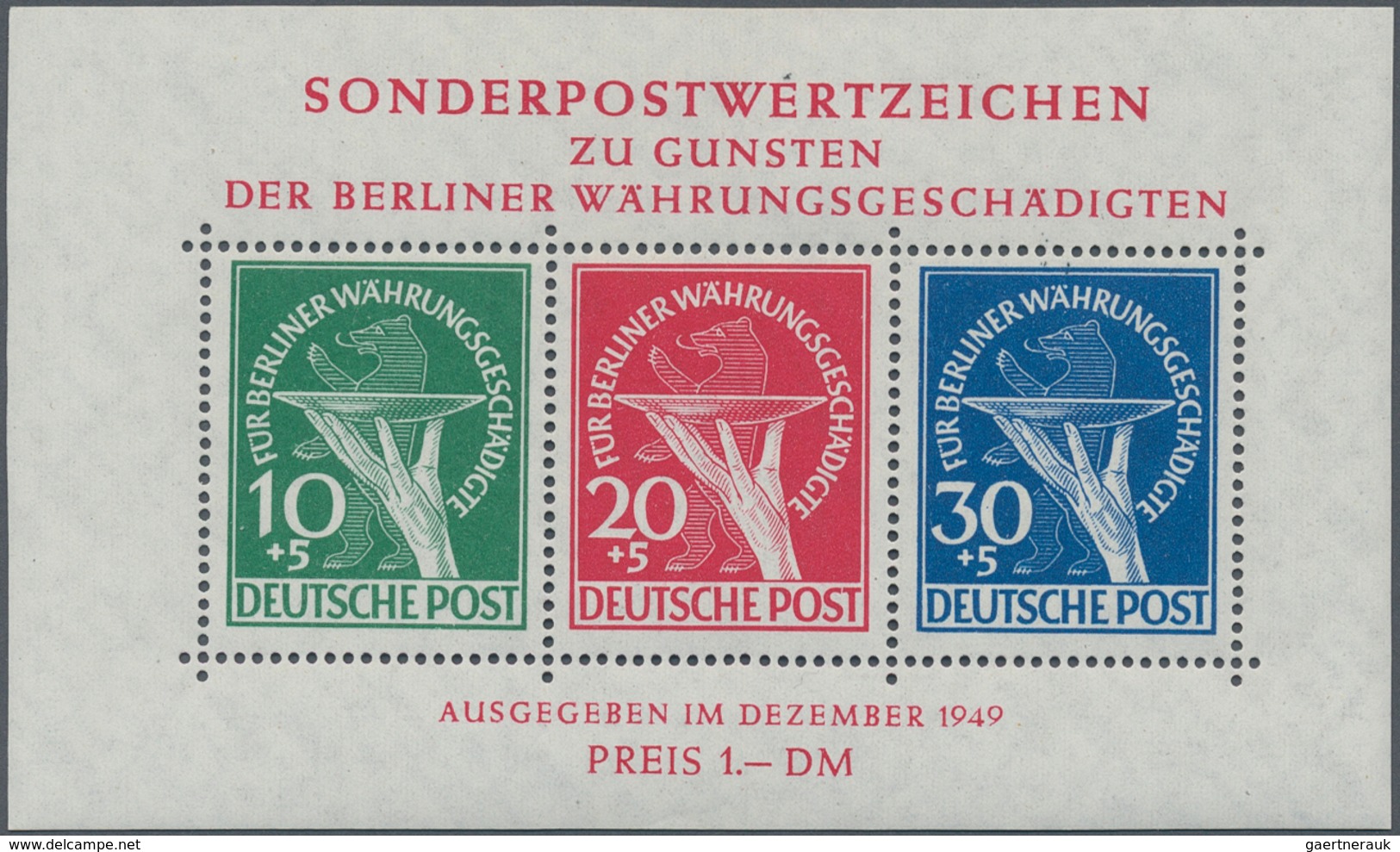 Berlin: 1949, Währungsgeschädigten Blockausgabe Tadellos Postfrisch, Fotoattest BPP, Mi 950.- - Briefe U. Dokumente