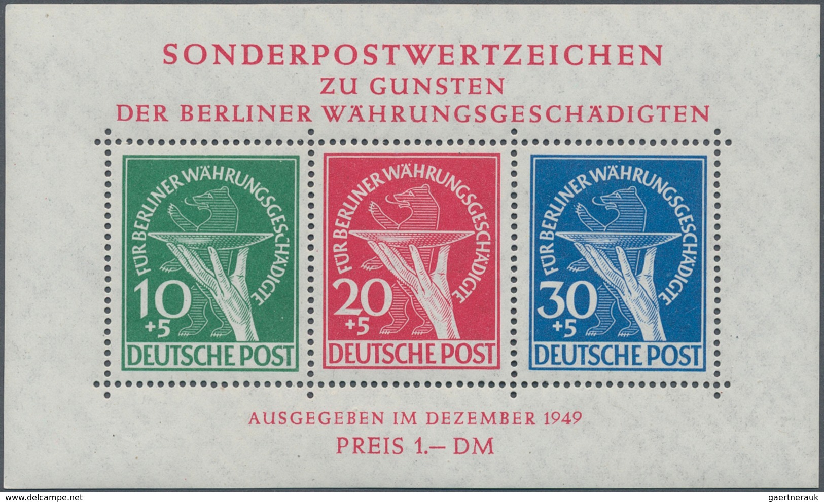 Berlin: 1949, Währungsgeschädigten-Block Mit Plattenfehler "zusätzlicher Schaffrierungsstrich Auf De - Briefe U. Dokumente