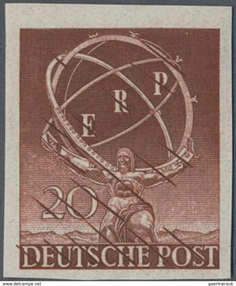 Berlin: 1950, 20 Pf "ERP" Ungezähnter PROBEDRUCK Postfrisch Mit Den üblichen Diagonalen Strichen (si - Briefe U. Dokumente