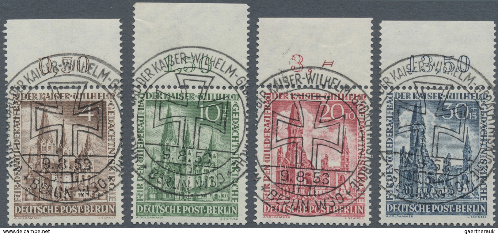 Berlin: 1953, Gedächtniskirche, Kompl. Satz Einheitlich Vom Oberrand (dort Jeweils Mit Haftstelle) M - Briefe U. Dokumente