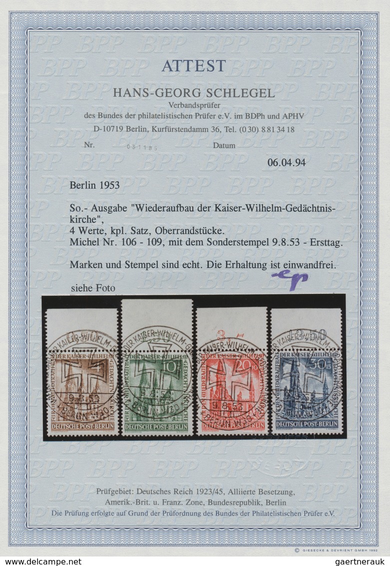 Berlin: 1953, Gedächtniskirche, Kompl. Satz Einheitlich Vom Oberrand (dort Jeweils Mit Haftstelle) M - Briefe U. Dokumente