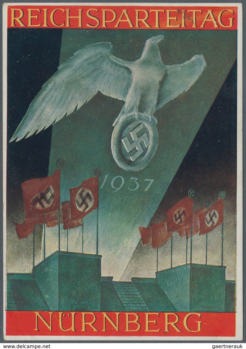 Ansichtskarten: Propaganda: 1937, Reichsparteitag Nürnberg, Abbildung Reichsadler über Tribünen, Pho - Partis Politiques & élections