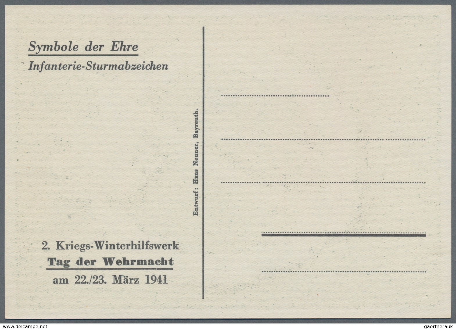 Ansichtskarten: Propaganda: 1941. Tag Der Wehrmacht Winterhilfswerk Highly Sought-after Kriegswinter - Parteien & Wahlen