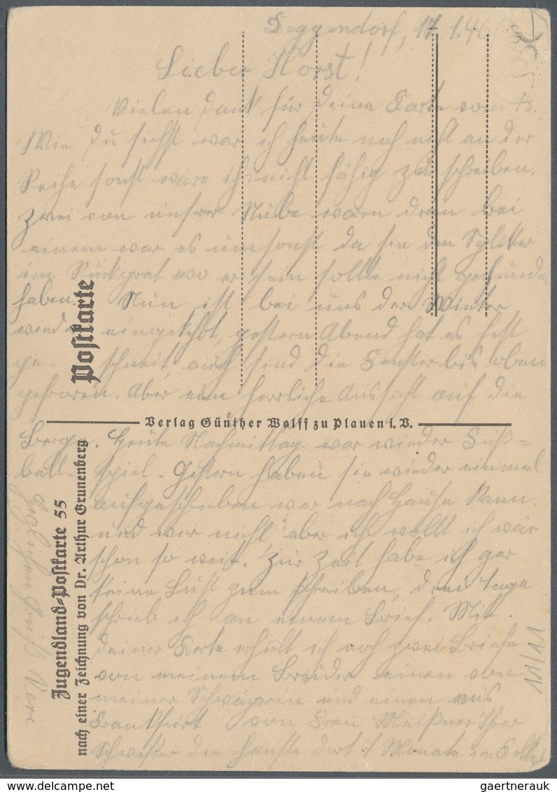 Ansichtskarten: Propaganda: 1944/1946, Zwei "Jugendland-Postkarten" N° 53 Und 55 Nach Zeichnungen Vo - Parteien & Wahlen