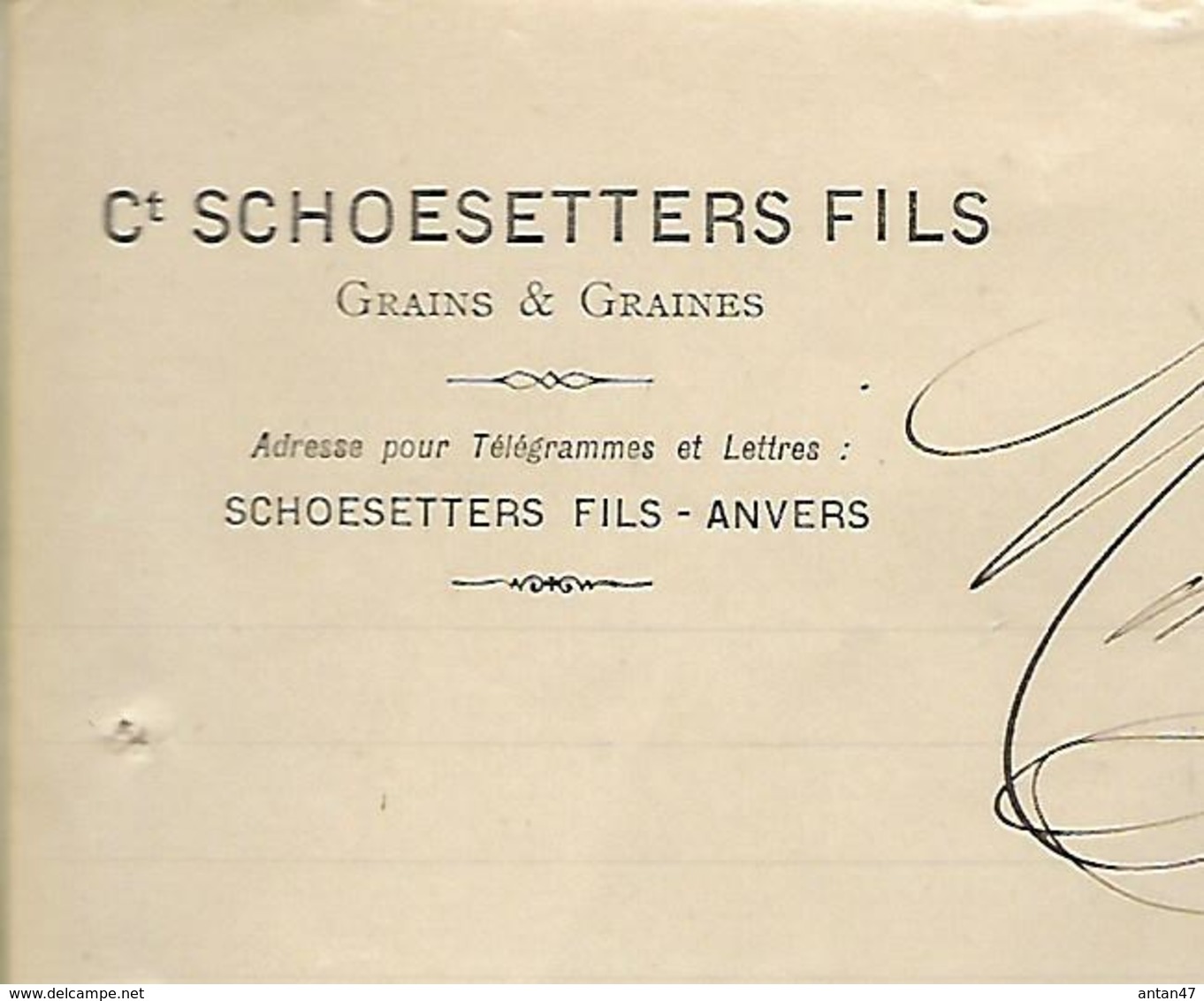 Facture  1897  / Belgique /  ANVERS / SCHOESETTERS Fils / Grains & Graines - 1800 – 1899