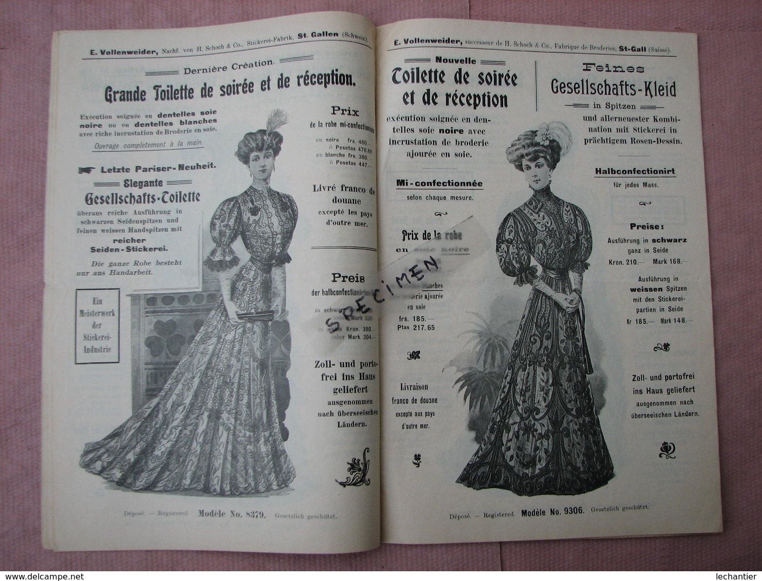 Rare Catalogue Français-Allemand Mode Et Broderies Ets. VOLLENWEIDER  St. Gall En Suisse Voir Photos TBE - Textilos & Vestidos