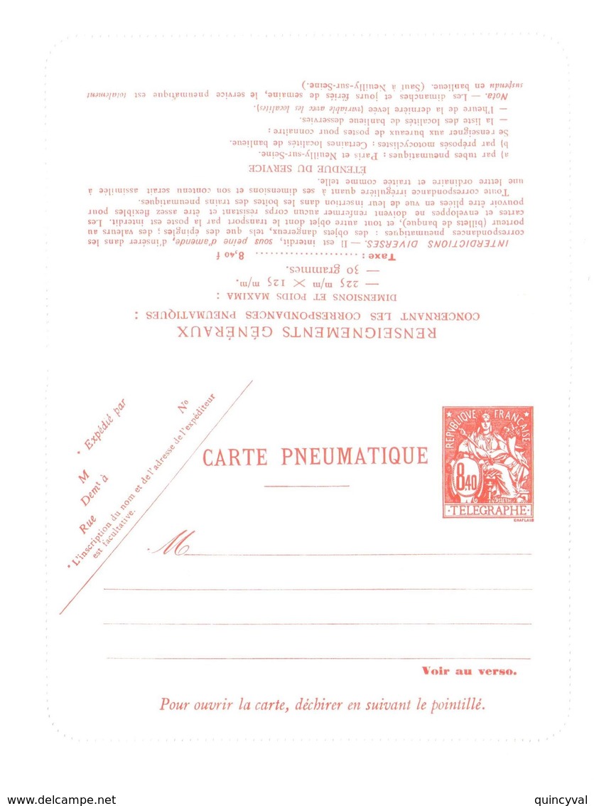 Pneumatique Entier Postal Chaplain Neuf 8,40 F Yv 2623 CLPP 8 1977  Storch V16 Neuf Non Plié - Pneumatiques