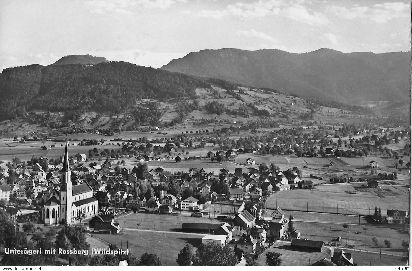 UNTERÄGERI → Dorfansicht Mit Rossberg (Wildspitz) Fotokarte Anno 1950 - Unterägeri