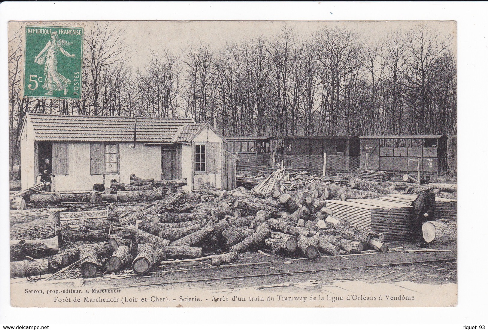 Forêt De Marchenoir -Scierie - Arrêt D'un Train Du Tramway De La Ligne D'Orléans à Vendôme - Marchenoir